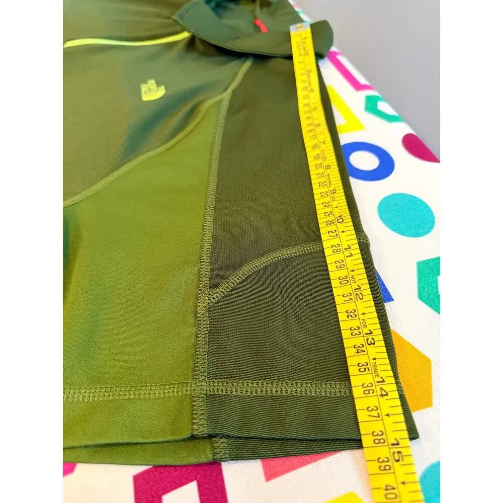 The North Face Short Sleeve Quarter Zip Polo Shirt Olive Green Men's Size Large